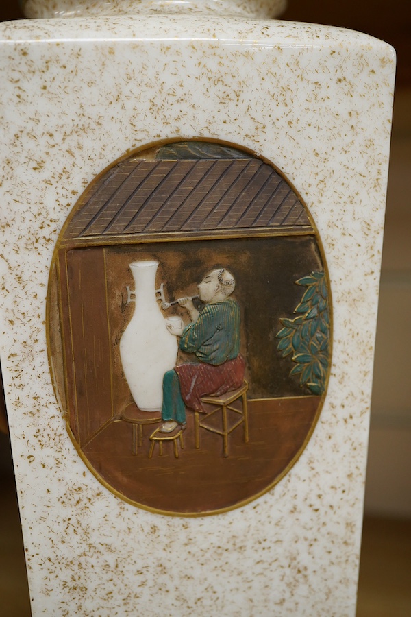 A late 19th century Royal Worcester Japonisme vase, with loss to foot, 28cm